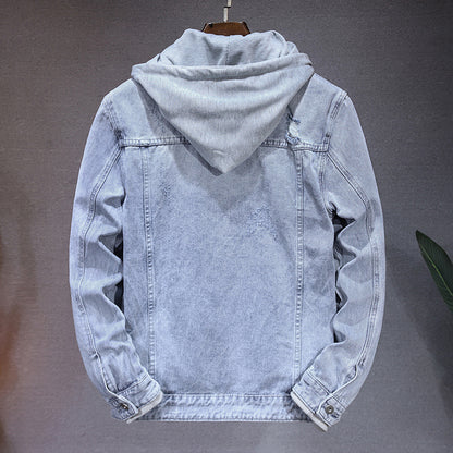 Men's Jacket Detachable Hooded Denim Jacket Men