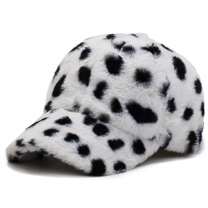 Leopard Fleece Baseball All-matching Peaked Cap